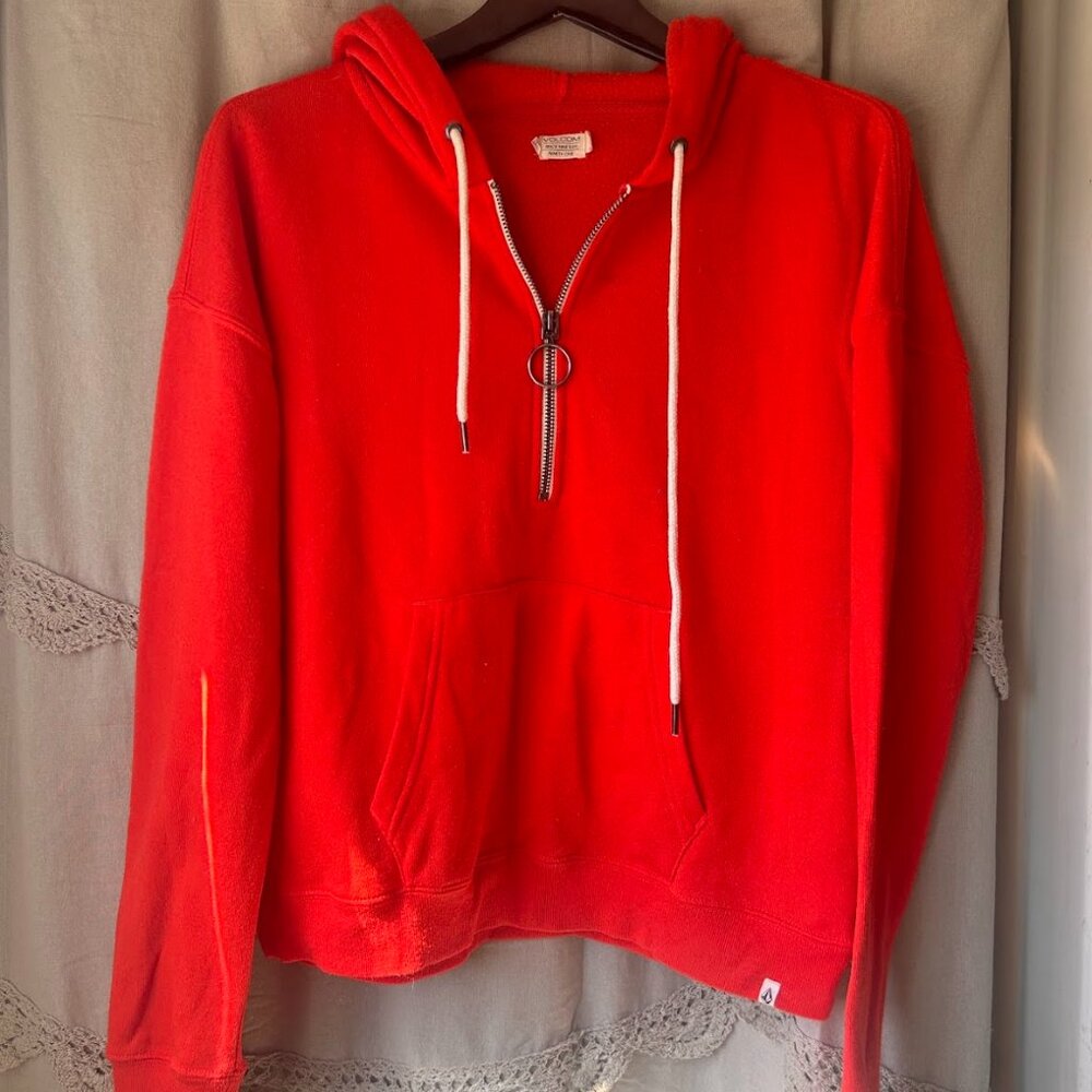 Volcom Women's Half Quarter Zip Sweatshirt Hoodie Medium Red